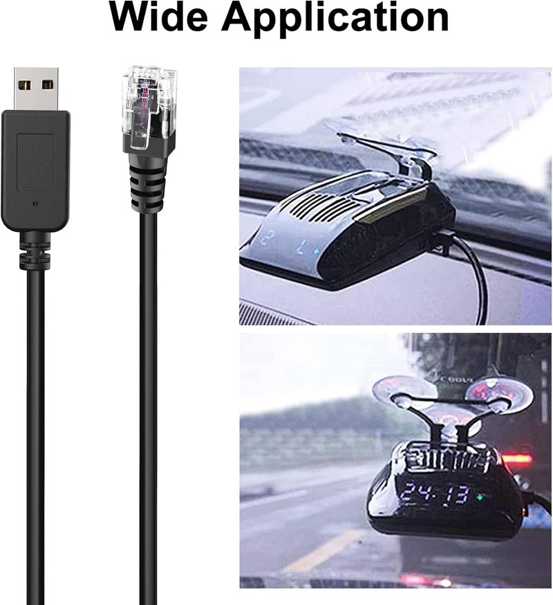 Jsvecip Radar Detector Cable, USB to RJ11 Plug Cable,for Escort Radenso XP Uniden Beltronics Cobra Whistler Radar Detector,Replacement Power Cable for Radar Detectors.(RJ11-6.56ft) - Image 5